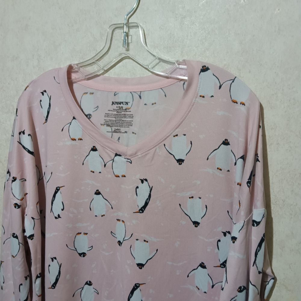 Pink Penguin Print Long Sleeve Shirt - Picture 3 of 7